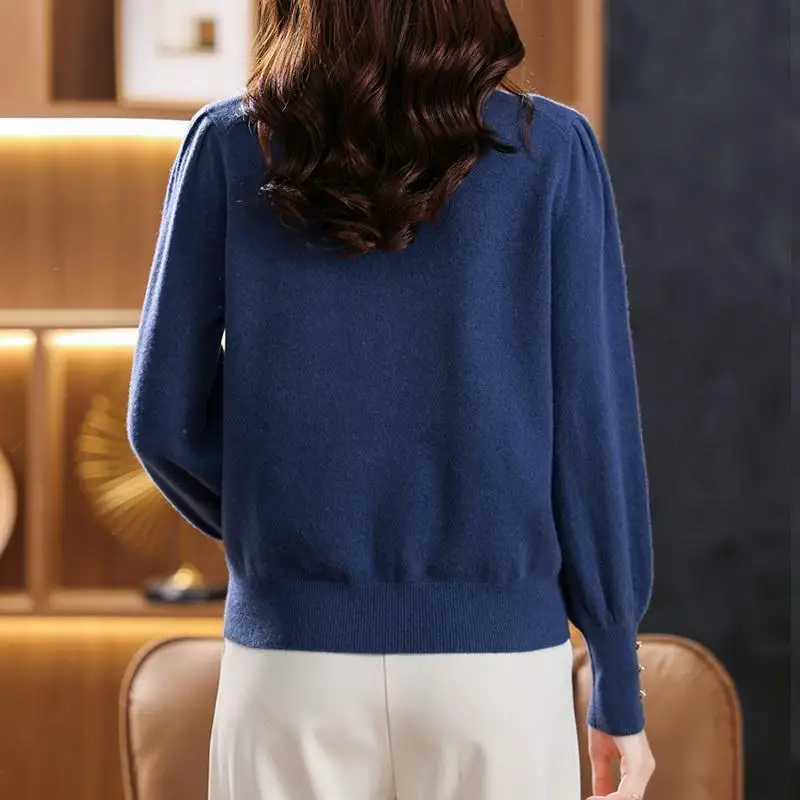 Autumn Winter Half High Collar Elegant Fashion Solid Bottomed Sweater Female Casual All-match Knitting Jumper Top Women Pullover images - 6