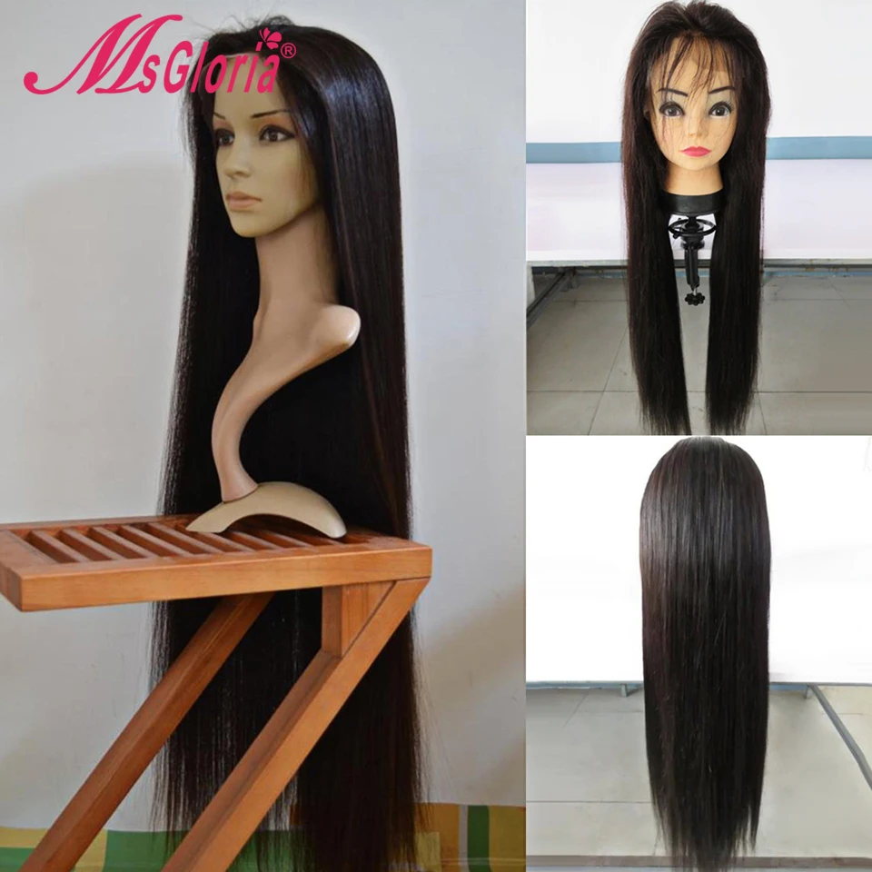

Long Straight Full Lace Human Hair Wigs For Women Glueless Black Swiss Lace Frontal Wig Pre Plucked Bleached Knots Virgin Hair