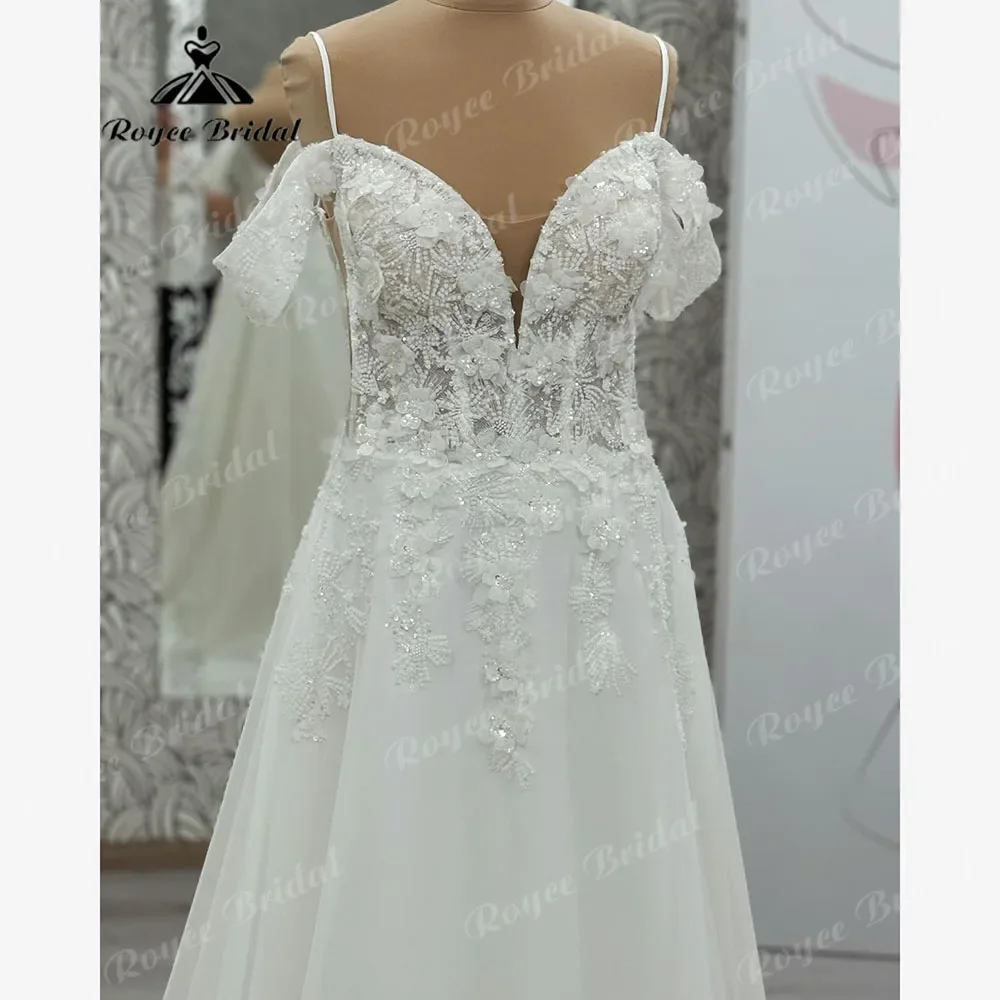 Винтажное кружевное женское свадебное платье на тонких бретельках с цветочным