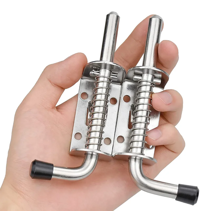 

2Pcs Garage Door Lock Latch Spring Latch Stainless steel Spring Bolts Latches Security Barrel Bolt Latch Cabinet Hinges Hardware