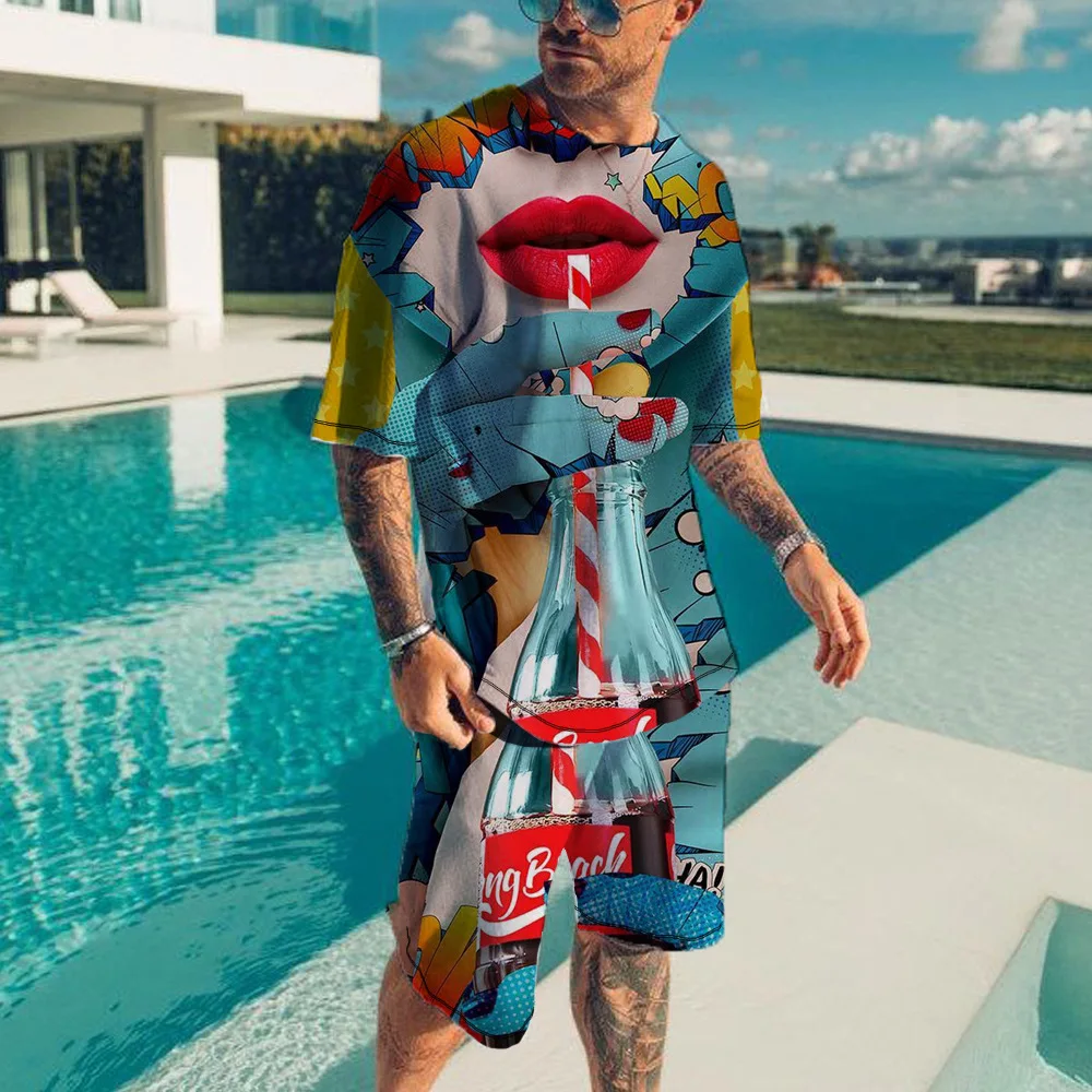 

3d Printed Men's Tracksuit Set T-Shirt Shorts Summer 2 Piece Outfit Casual Male Suit Set Sportswear Man Jogging Suit Clothing