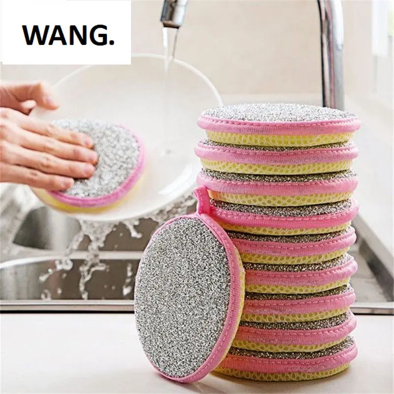 

2 Pcs Double Dish Sponge Household Cleaning Tools Washing Brush POTS and Pan