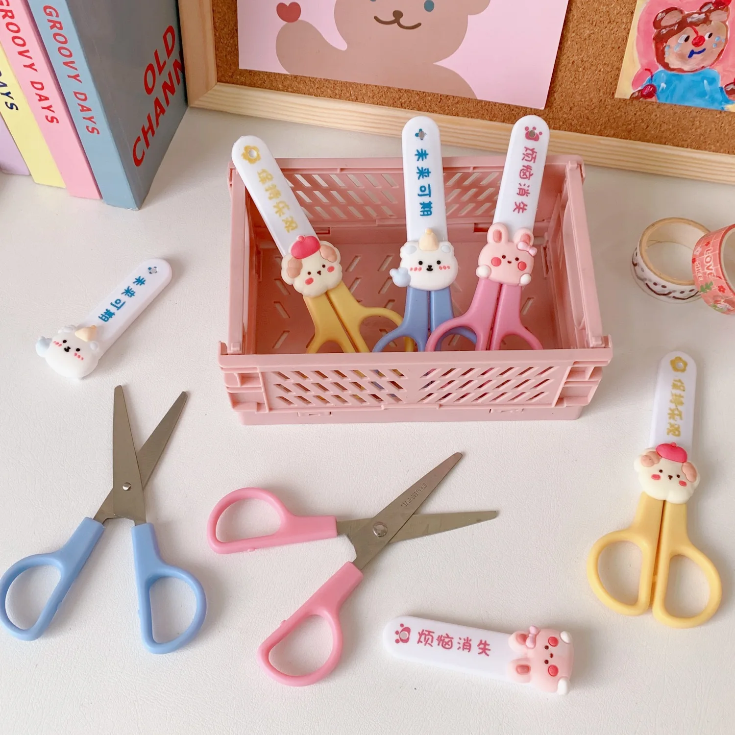 

Mini Scissors Stationery Cartoon School Supplies Cute Scissors Creative Portable Safety Cute Paper Cutting Tools