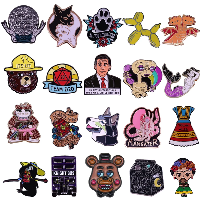 

Cartoon Creative Pin Fashion Bus Husky Bear Mermaid Gem Badge Enamel Pin Anime Fans Metal Clothes Brooches Send Friends Gifts