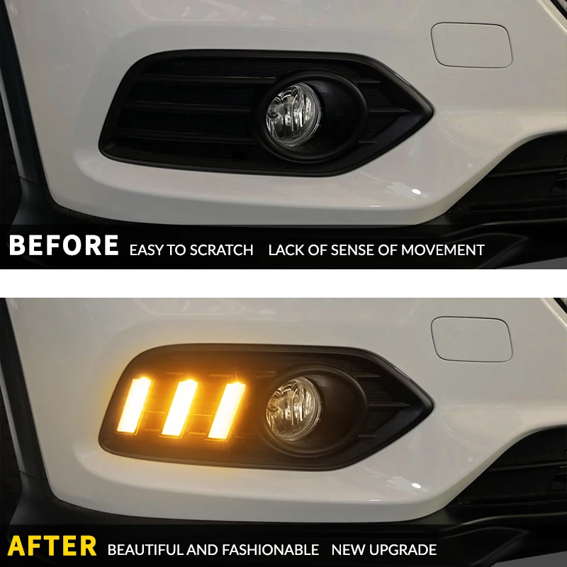 Светодиодный ные дневные ходовые огни противотуманные фары желтого цвета для Honda