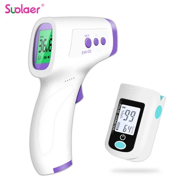 Digital Infrared Thermometer Forehead Body Non-Contact Fever Thermometers Medical Portable Finger Pulse Oximeter Blood Oxygen 1
