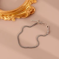 925 stamp silver color womens hand bracelet hippie punk box chain bangles fine charms jewelry accessories wholesale