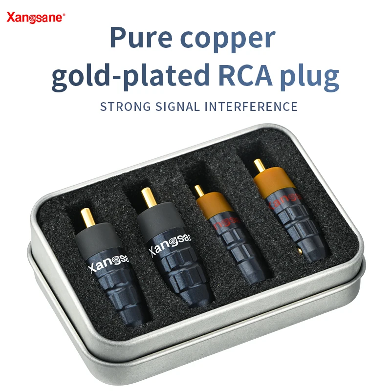 

xangsane 4pcs HiFi pure copper gold plated HiFi rca lotus plug 5.5mm aperture welding audio signal cable AV connection terminal