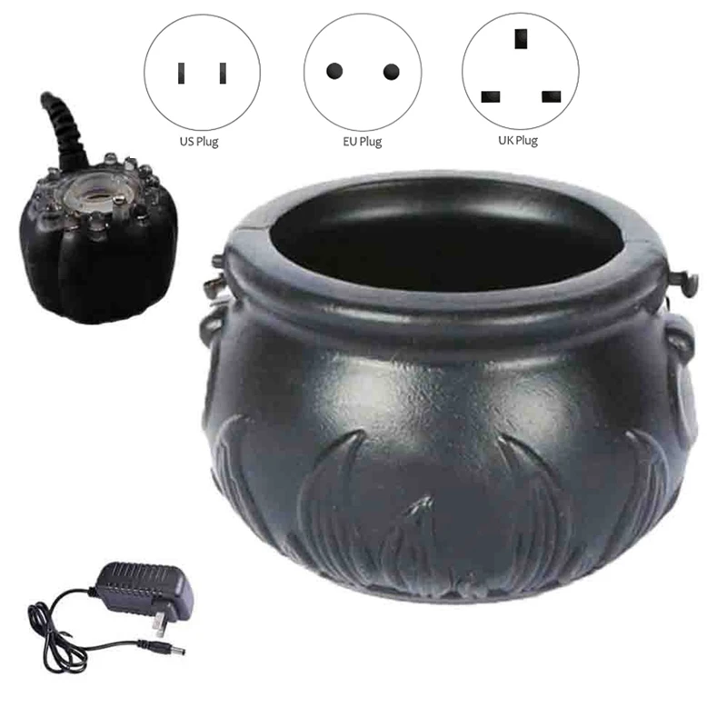 

Halloween Witch Pot Cauldron Mister Mist Maker Smoke Fog Machine Color Changing Party Prop Decoration