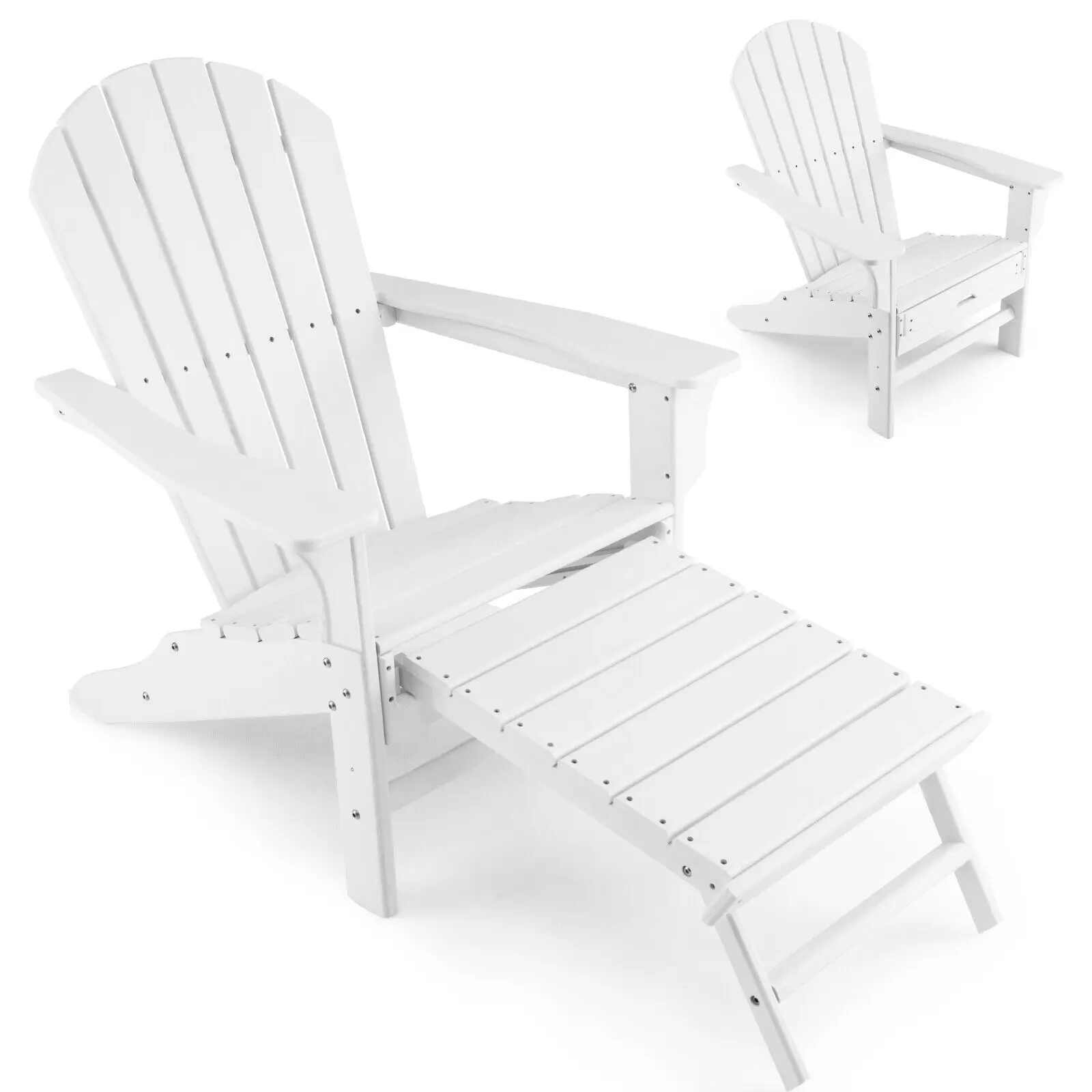 Beach Seat Retractable Ottoman White