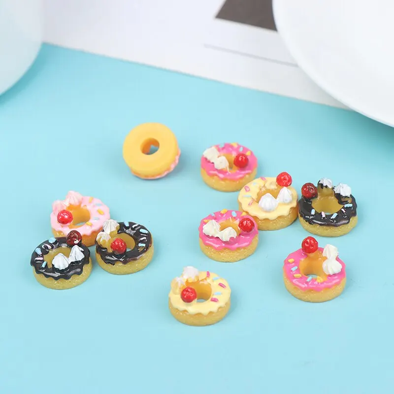

Миниатюрный Кукольный домик 5/10 шт., искусственный пончик, мороженое, шоколад, конфеты, сугер, влюбленное печенье, украшение, рукоделие, искус...