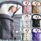 Зимний теплый спальный мешок для новорожденных, вязаный Пеленальный мешок с пуговицами для новорожденных, Пеленальный мешок для детской коляски, Пеленальное Одеяло для малышей, детский спальный мешок