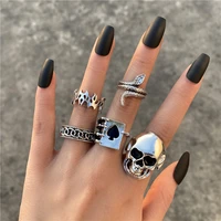 6pcsset new punk finger ring minimalist smooth silver geometric metal rings for women girls party jewelry fashion party gifts