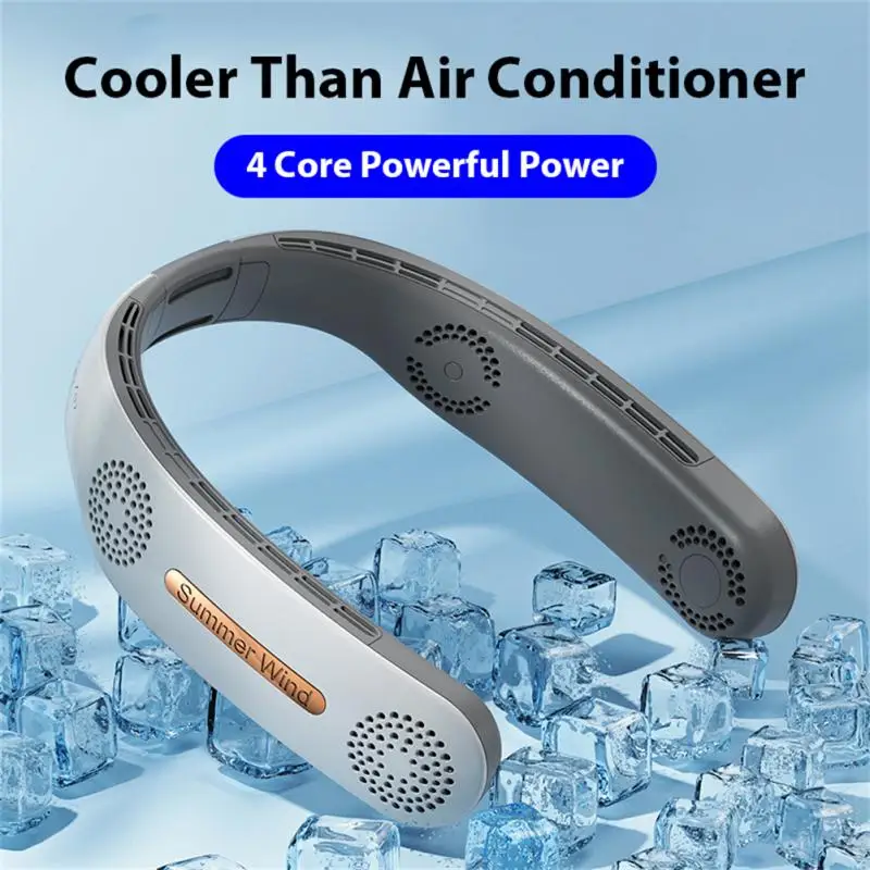 

Mini Neck Fan Portable Cooler Fan 4000mAh USB Leafless 360 Degree Neckband Fans Air Cooler 3 Speed Fans For Camping & Hiking