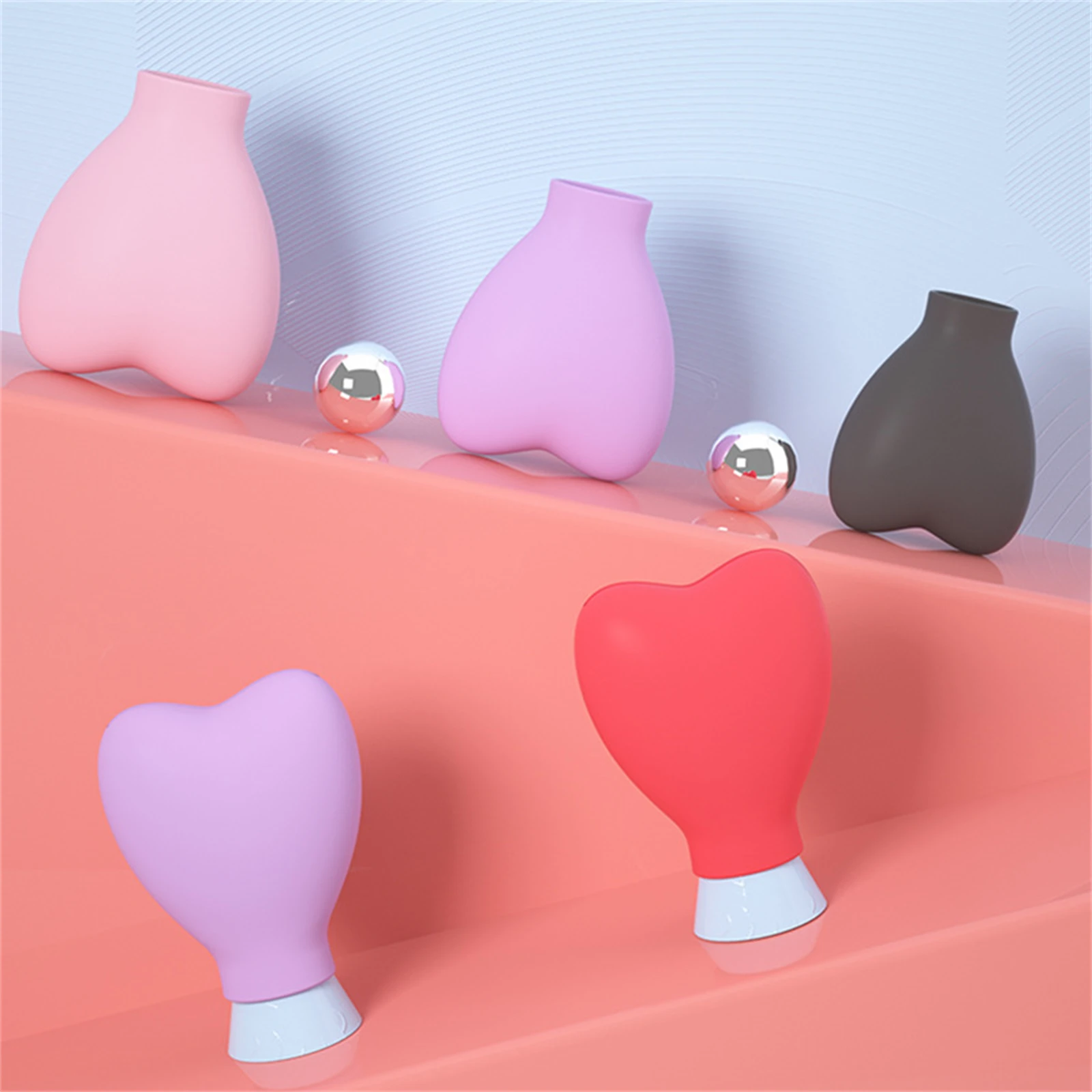 

Lover Make Covers Case Travel Silicone Dustproof Foundation Cosmetic Protector Guards 3 Reusable Heart Brush Shape