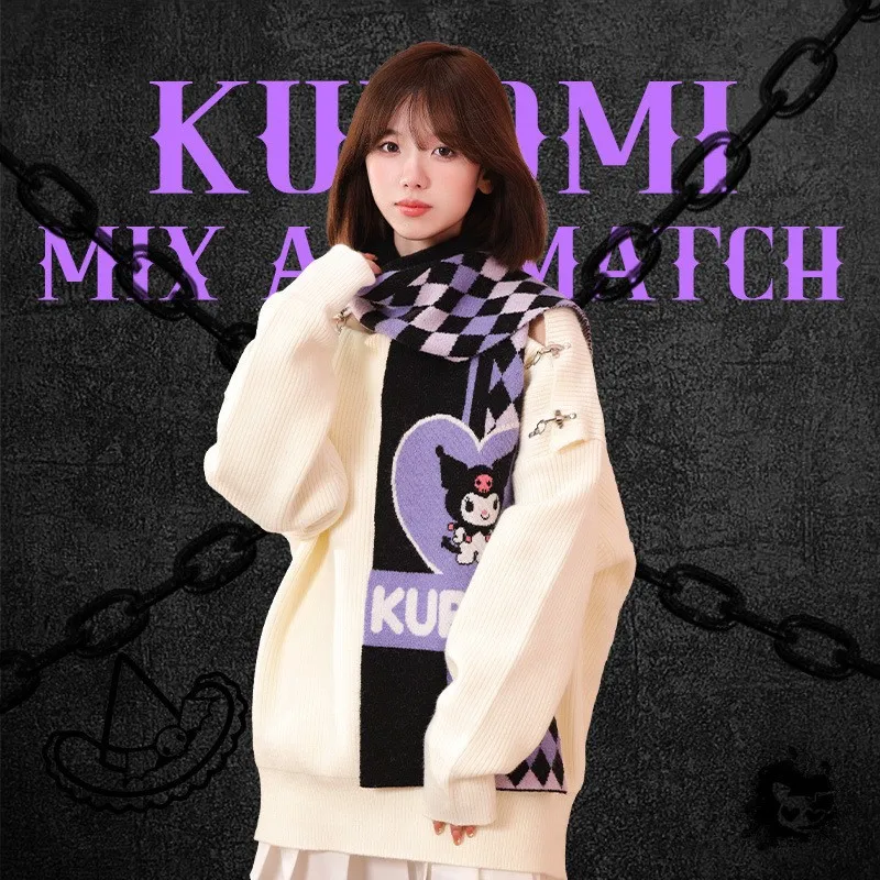 Оригинальные шарфы Hello Kitty Kuromi Cinnamoroll My Melody понравились Sanrio модная шаль Теплый