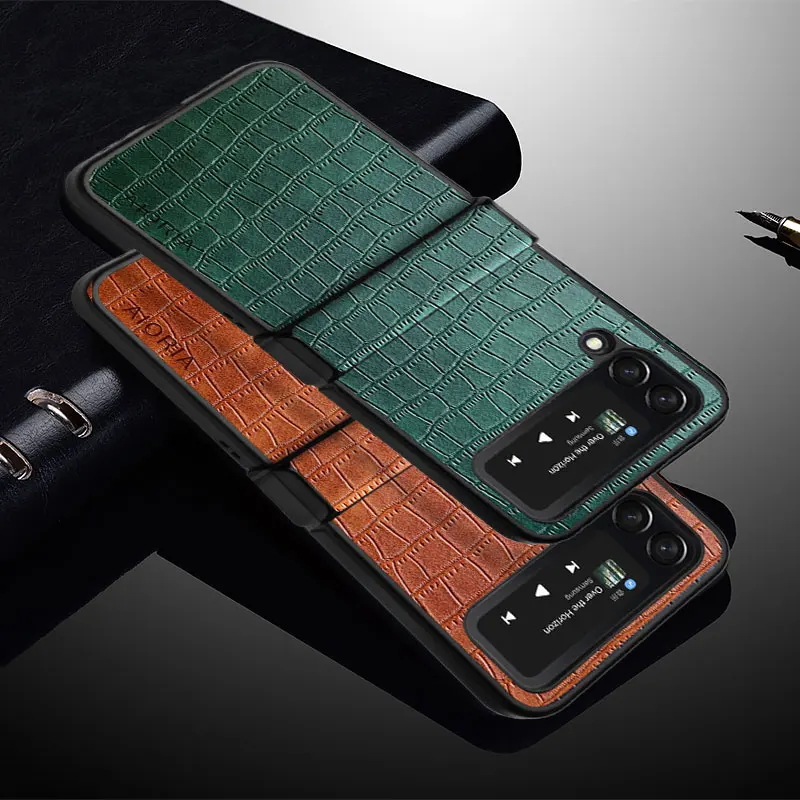 

Luxury Crocodile Leather Case For Samsung Galaxy Z Flip 4 Z Flip4 ZFlip4 5G Protective Cover For Galaxy Z Flip 4 Slim Fit Case
