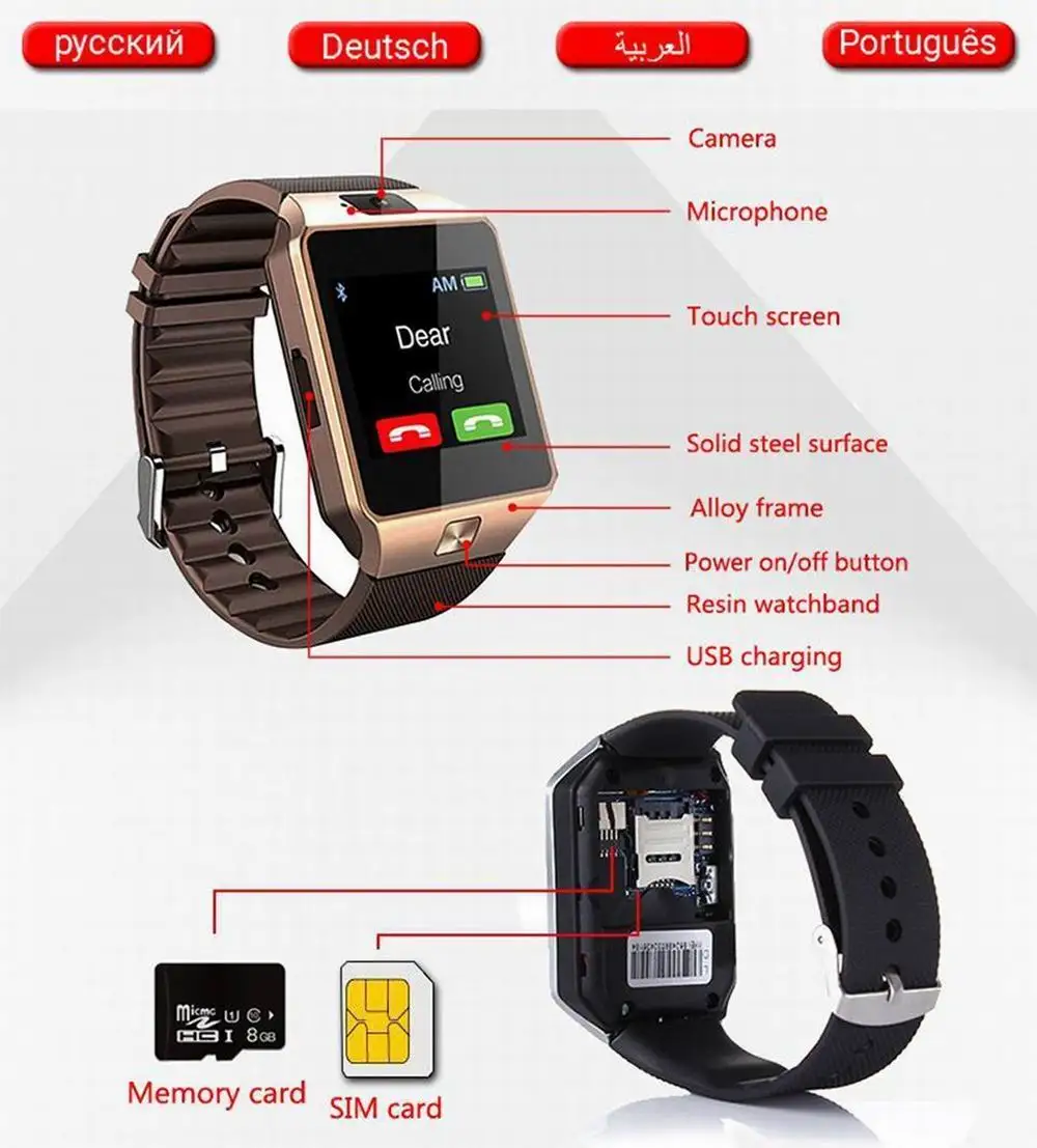 

DZ09 Smartwatch Sim Card Android Call Phone Men Women Smart Watch DZ 09 Sport Waterproof Pedometer Connect Whatsapp Message Sync