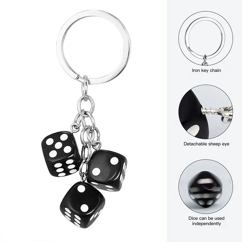 Creative Colourful Dice Keychain For Women Men 3D Resin Dice Key Chain Car Key Holder Key Accessories Funy Gifts