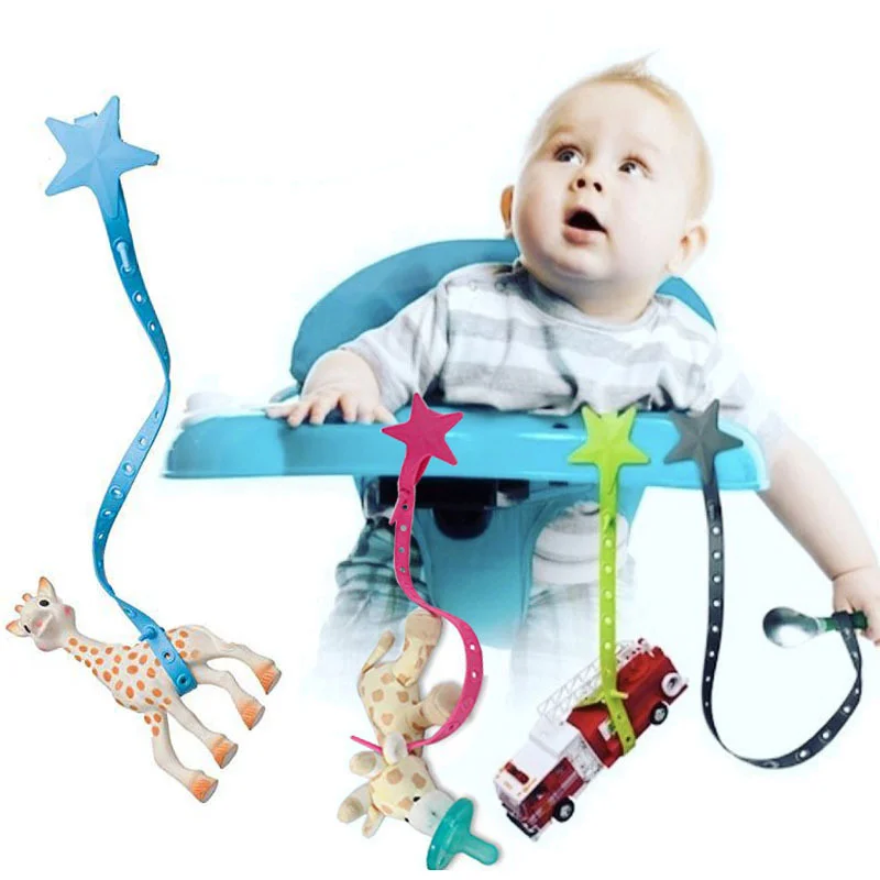 

Baby Stroller Hook Silicone Star Pacifier Chain Non-toxic Teether Strap Kids Toy Holder Stroller Organizer Stroller Accessories