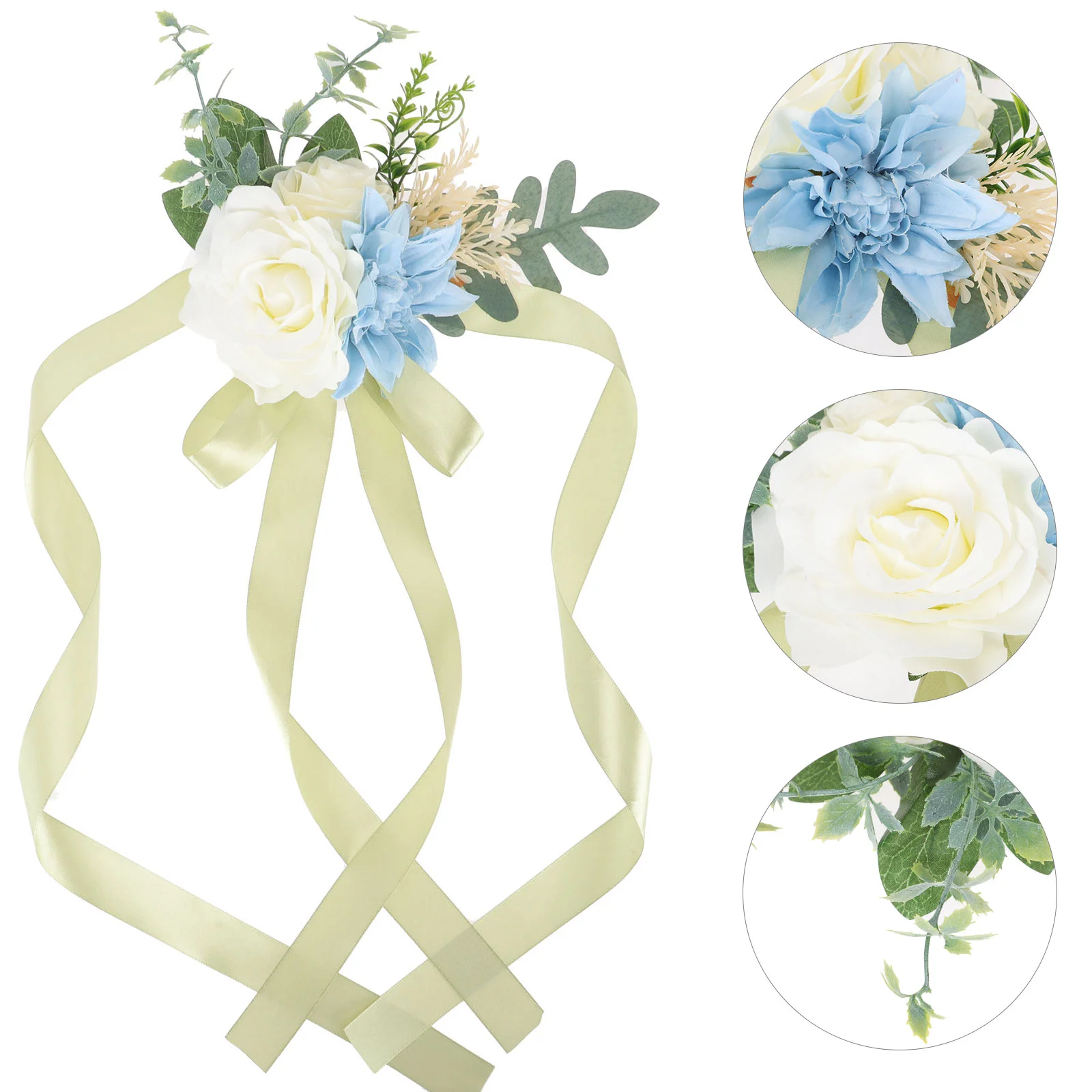 

Flower Decor Wedding Chair Decorations Chair Back Fabric Chiffon Ribbon Flower Chair Decor Bridegroom