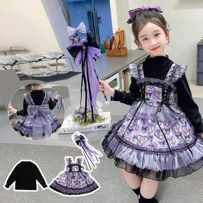 Рождественское детское платье Sanrio Halloween Kuromi для девочек многослойное тюлевое на