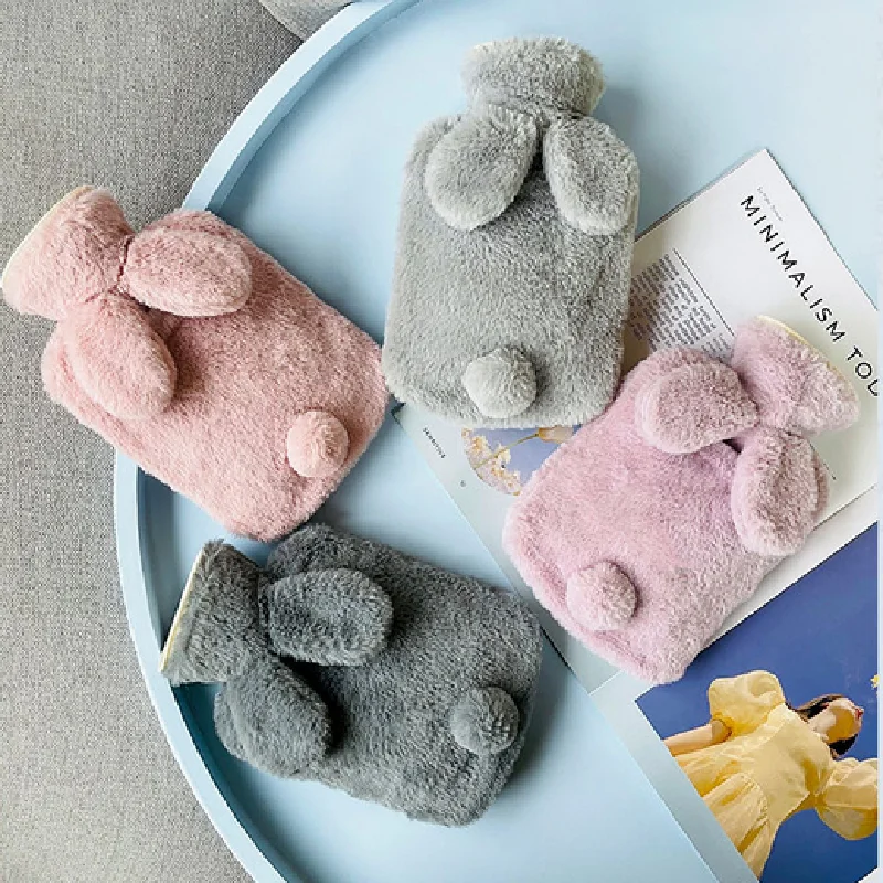 

300/500/1000 мл бутылка для горячей воды, мягкая крышка в форме кролика, симпатичная сумка для теплой воды, сохраняет тепло зимой, фотоаксессуары