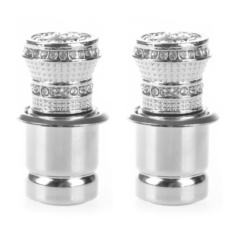 2X 12V Auto Crystal Rhinestones Car Cigarette Lighter Ignition Silver