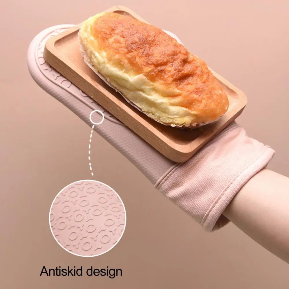

Soft 1Pc Useful 3 Colors Anti-Scalding Gloves Food-grade Microwave Mittens with Lanyard for Bakery
