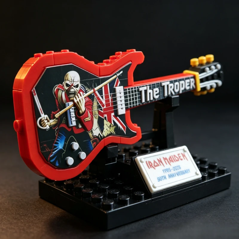Фото Миниатюрная модель гитары Iron Maiden The Trooper к 50-летию - набор для самостоятельной сборки, коллекционный сувенир для фанатов, украшение для рабочего стола, подарок №4