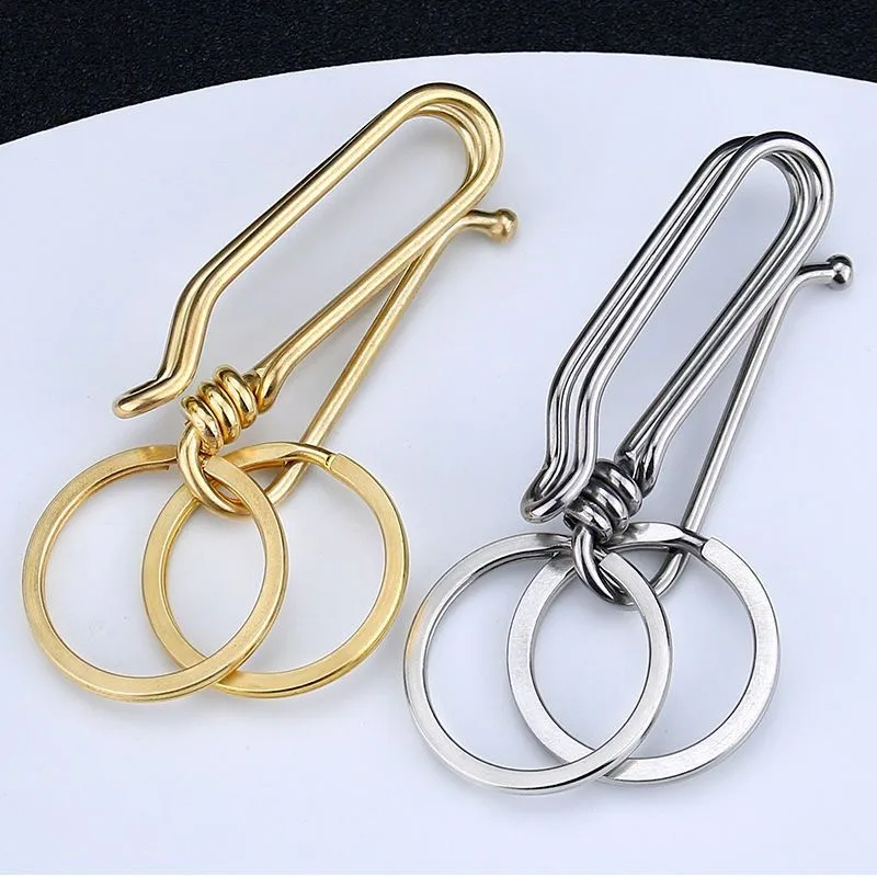 

Stainless Steel Handicraft Key Ring Hanging Keychain Waist Buckle Polishing Car Keyring Mechanical Style Men Small Gift Trinket