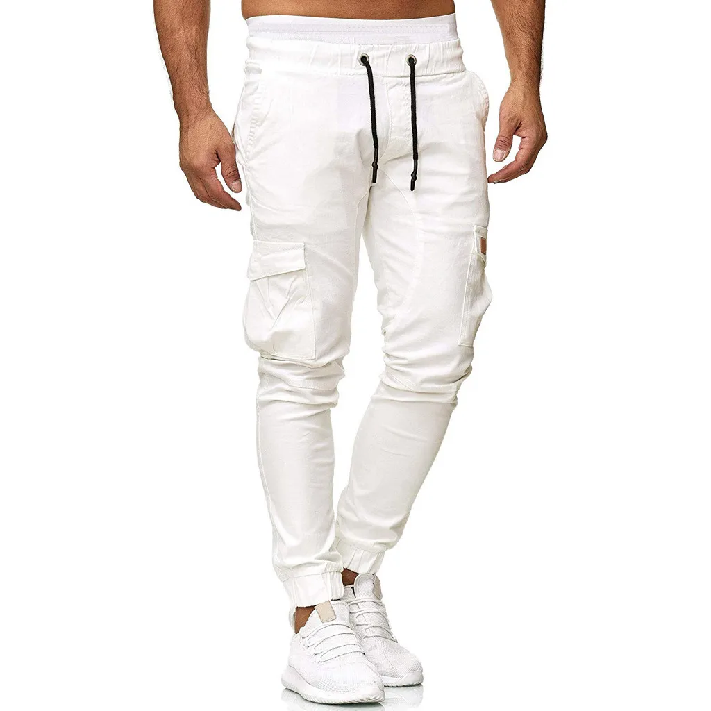 

Elastic Baggy Solid Pockets Casual Men Trousers Sport Joggings Sweatpants Men's Casual Pants