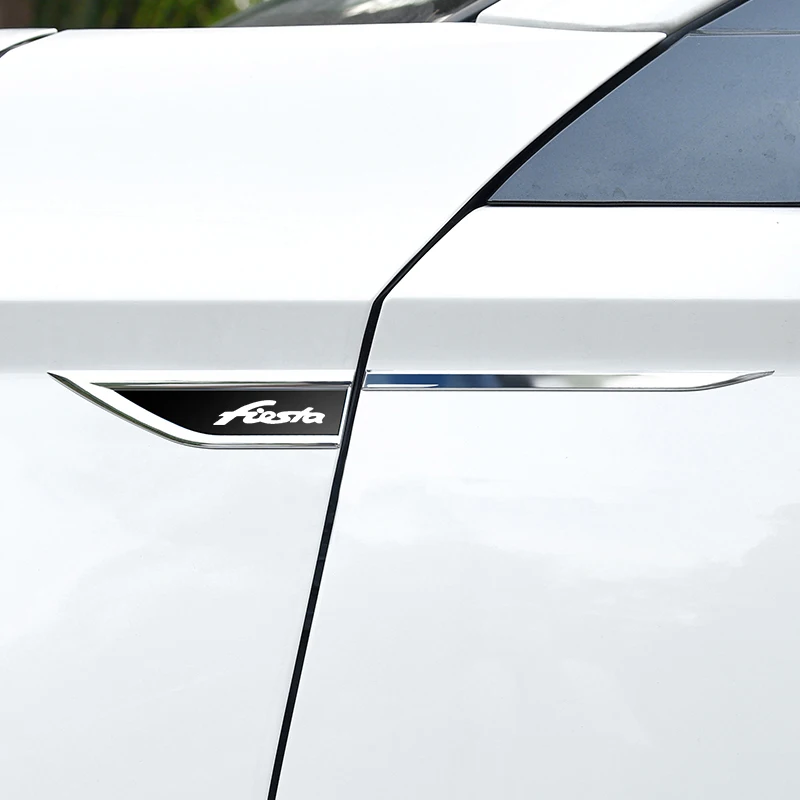 

4pcs Car Styling Side Wing Fender Metal Trim Emblem For Ford Fiesta Car Body Waist Line Sticker Decals Accessories