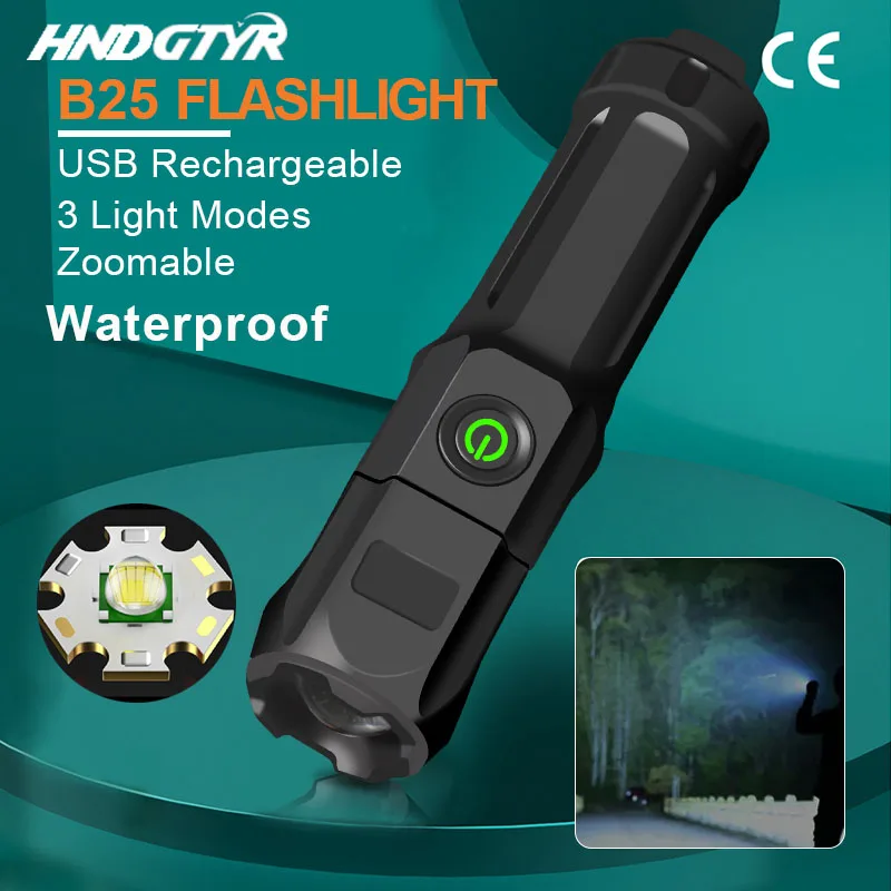 

HNDGTYR вспышка светильник 18650 аккумулятор светодиодный USB Перезаряжаемый фонарь 3 светильник ing режимы водонепроницаемый внешний фонарь для кемпинга портативный