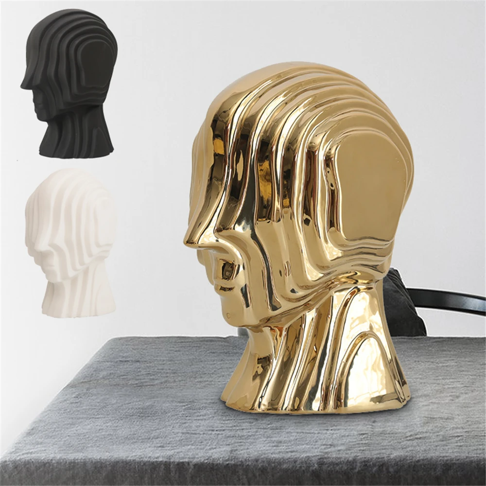 

Керамическая скульптура в полоску для офиса, гостиной, книжного шкафа, художественная статуя, современные поделки, настольное украшение, интерьер, украшение для дома