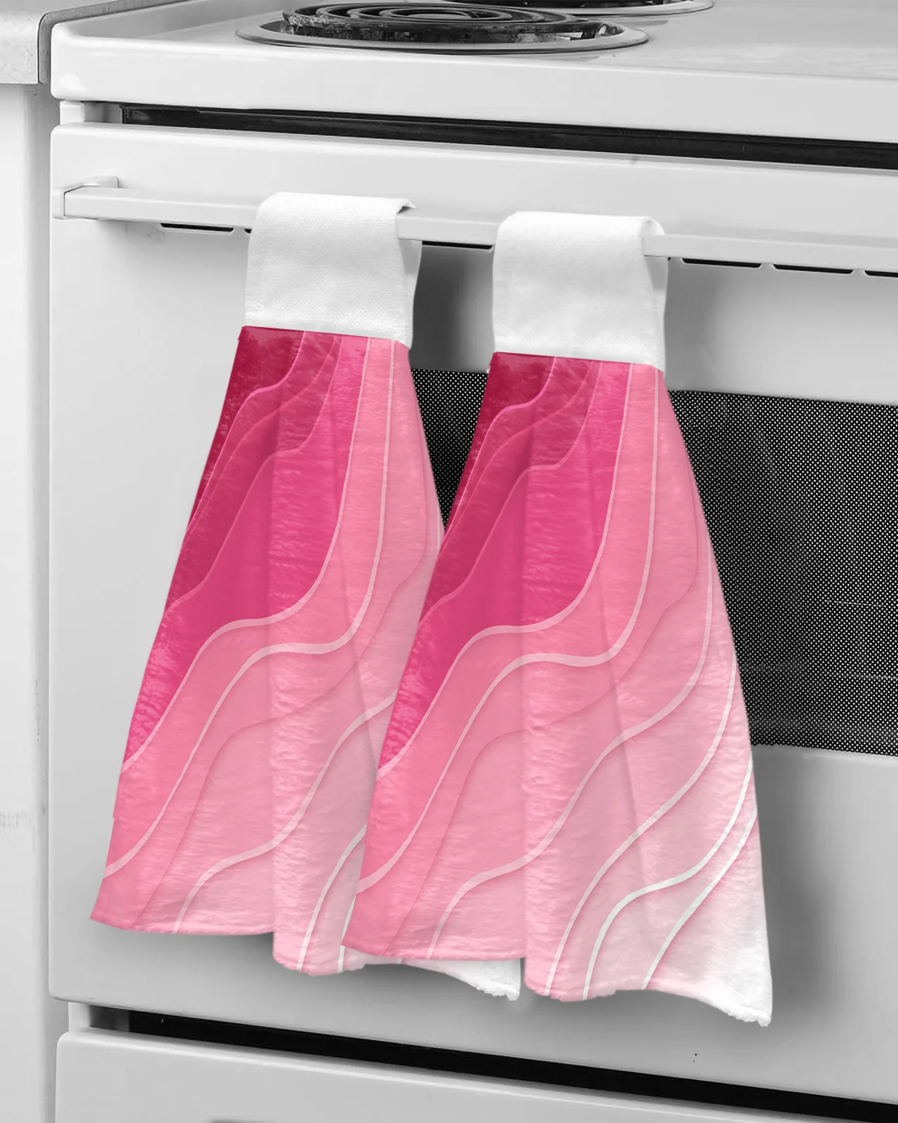 

Розовое градиентное современное геометрическое абстракционное полотенце для рук, салфетка для посуды, подвесная впитывающая ткань, кухонн...