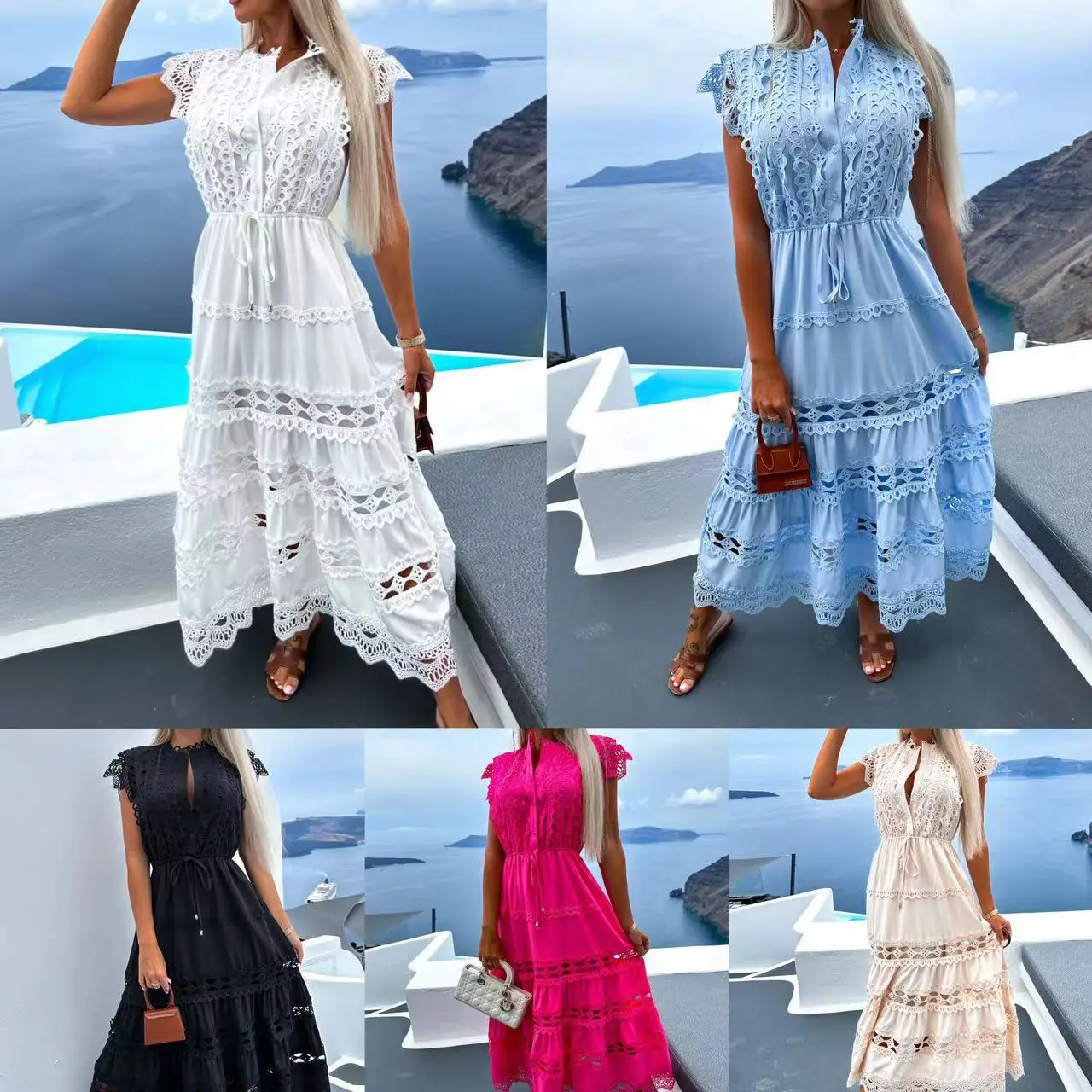 

2023 Summer New Women's Dresses, Fashion Long Stitching Dresses Women