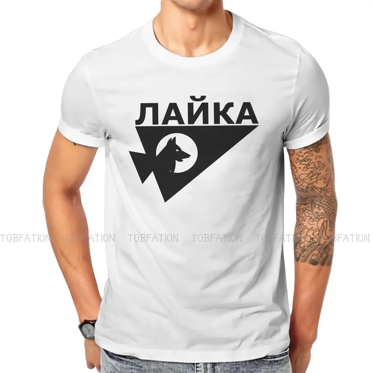 

Space Dog Laika USSR Tshirt High Quality Graphic Men Vintage Punk Summer Men's Clothing Cotton Harajuku T Shirt