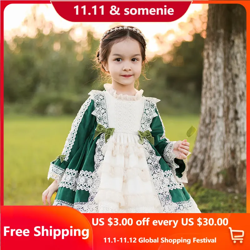 

Fall Winter Lolita Dress Thickened Party Dresses Girls Spanish Princess Dress Velvet Dress