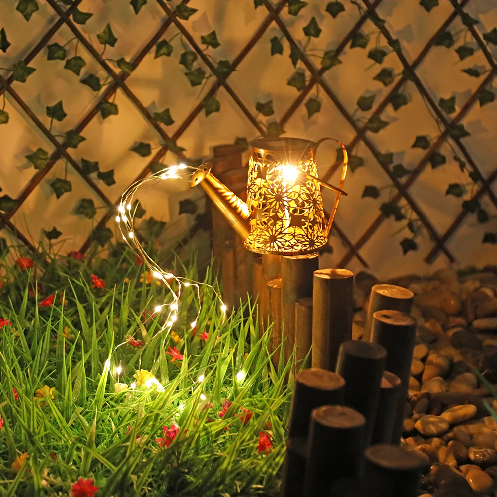 

LED Watering Can Lights Garden Decoration Outdoor Solar Lamp Waterproof IP44 Kettle Hollow Water Sprinkle Lawn Landscape Light