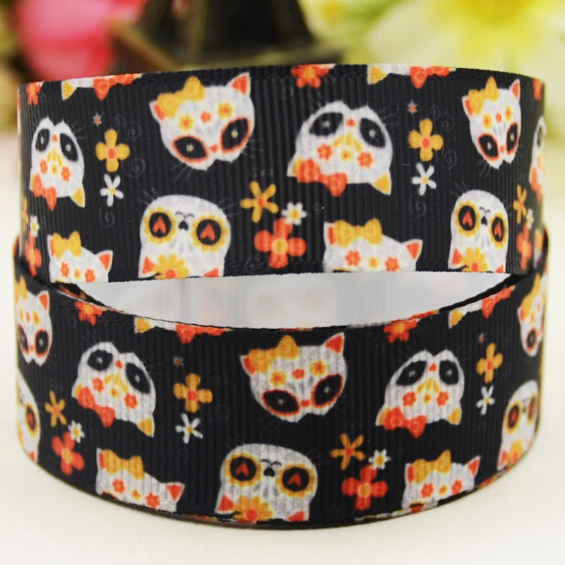 

Репсовая лента с мультяшным принтом кошки, 22 мм, 25 мм, 38 мм, 75 мм, украшение для вечеринки, 10 ярдов