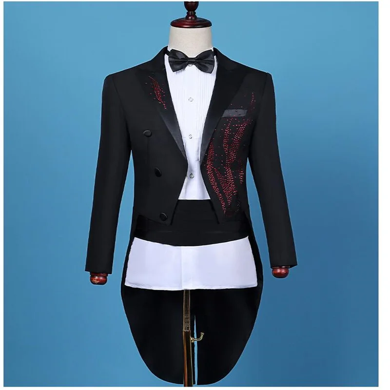 Tuxedo suits men's blazers jackets male self-cultivation host stage singer adult performance costume emcee conductor dress