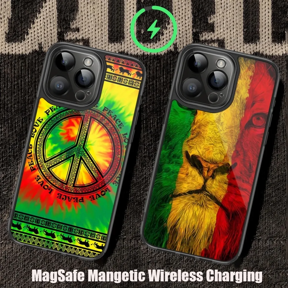 Чехол для телефона B-Bob M-Marley R-Rasta Lion iPhone 11 12 13 14 15 Pro Max Plus Mini Magsafe Магнитный чехол