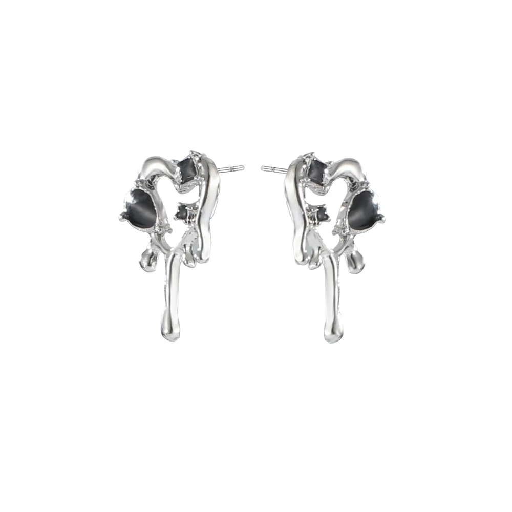 

Coconal Fashion Silver Color Women Dark Heart Earrings Jewelry For Gothic Party Jewelry Gifts Earrings