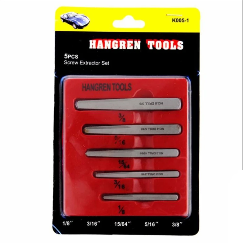 5 Pcs Broken Damaged Bolt Easy Out Removal Tool Square Type  for Broken Bolt Thread Repair 1/8 3/16 15/64 5/16 3/8