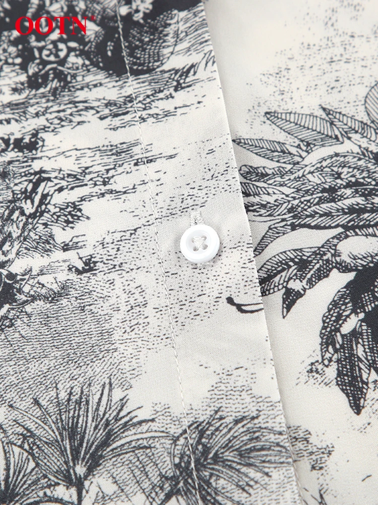 OOTN модные серые шорты с принтом женские 2024 летние свободные рубашки длинным