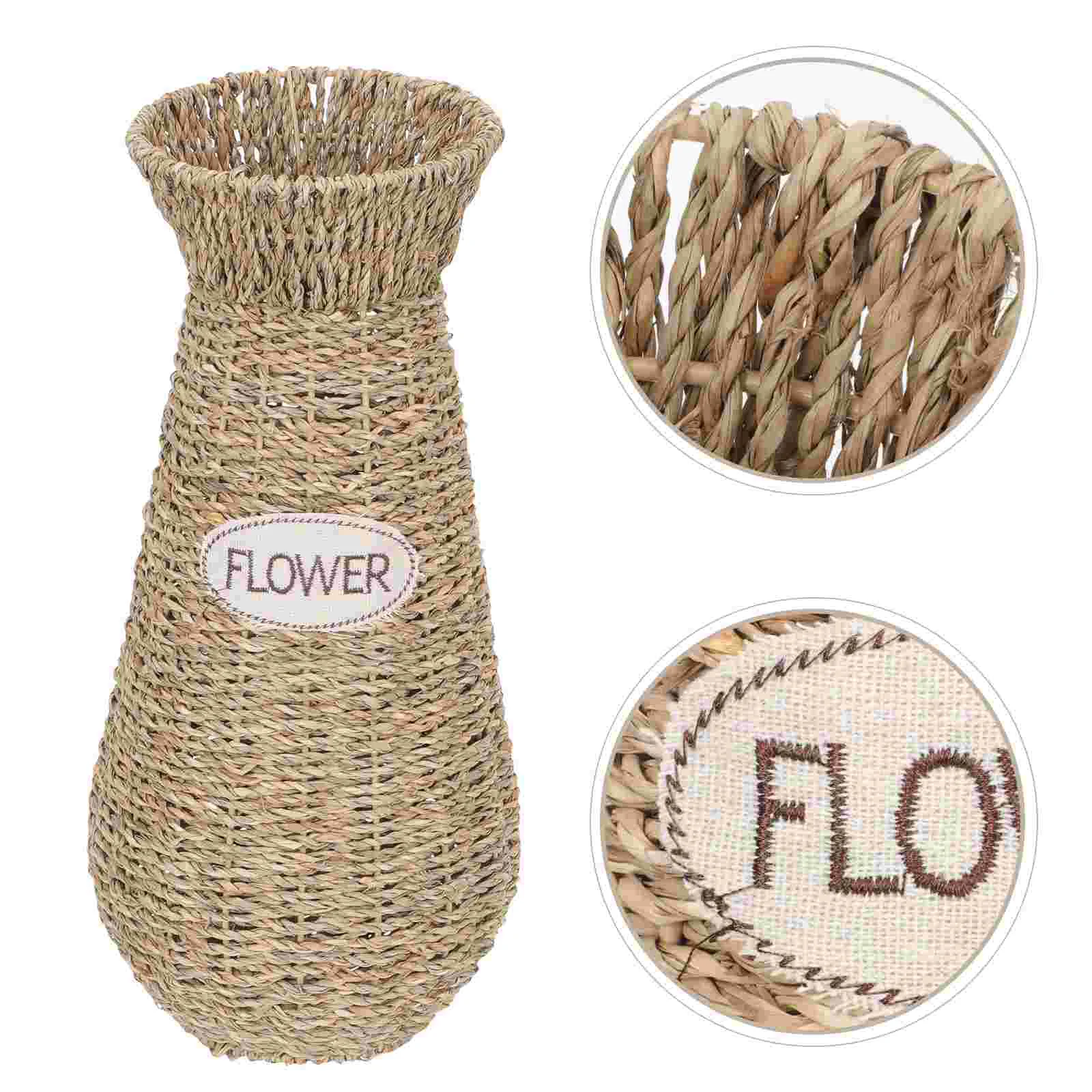 

Vase Flower Seagrass Woven Rattan Basket Tall Rustic Wicker Farmhouse Dried Weave Chinese Minimalist Vases Centerpiece Holder