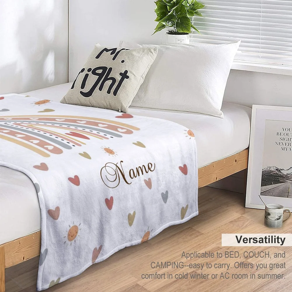 Одеяло в стиле бохо на заказ с радугой персонализированное одеяло и сердечком