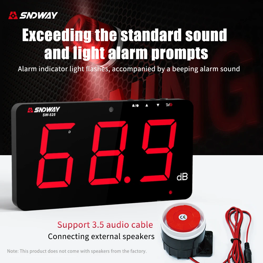 SNDWAY SW-525B 130 дБ настенный портативный измеритель уровня шума и звука с быстрым