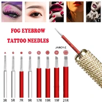 50pcs microblading needles fog eyeborw permanent makeup blade shading round r3 r5 r7 r9 r21 tattoo needle for tattoo manual pen